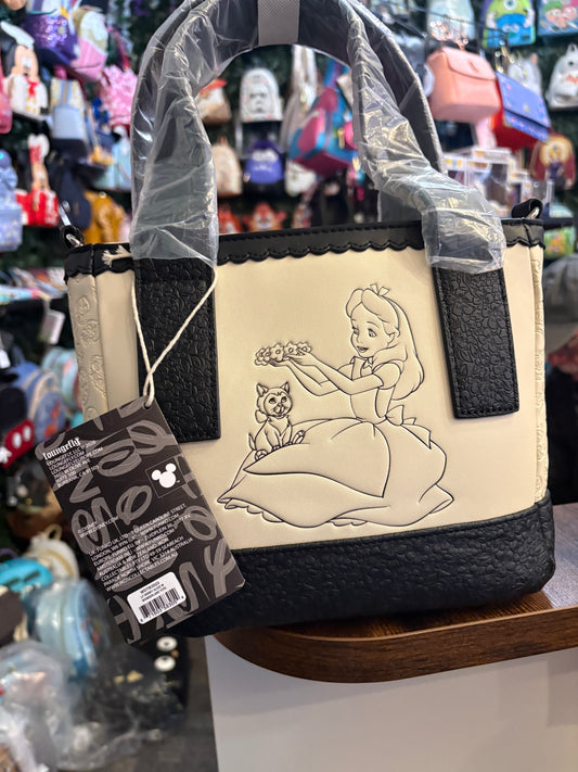 Loungefly Disney Alice in the Wonderland convertible tote cream and black