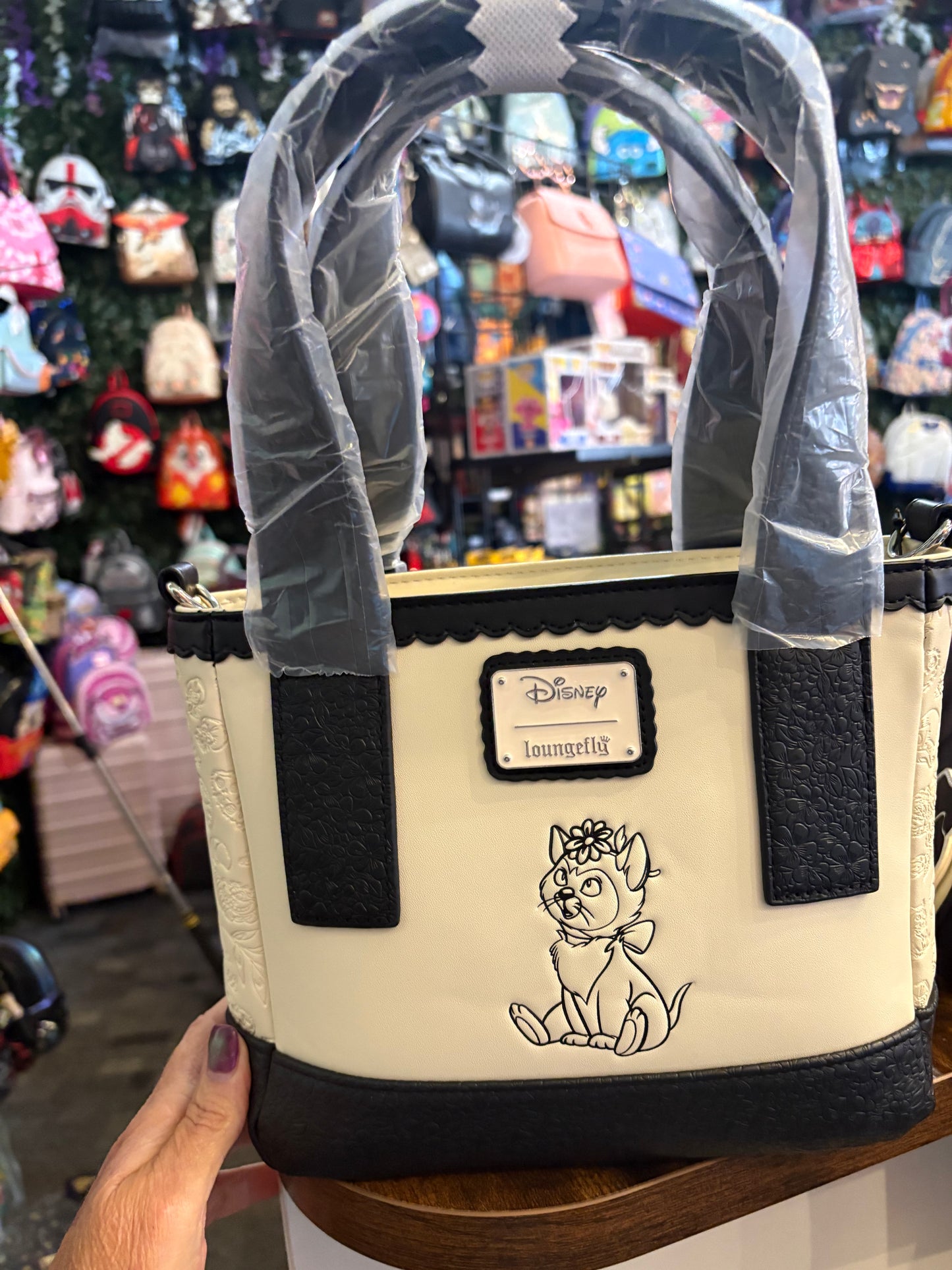 Loungefly Disney Alice in the Wonderland convertible tote cream and black