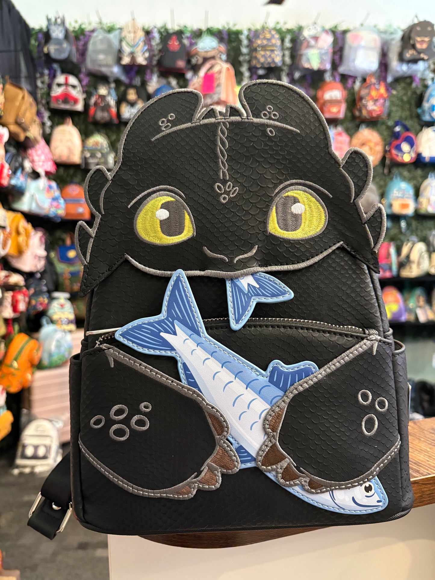 Loungefly How To Train Your Dragon Toothless with Fish Mini Backpack