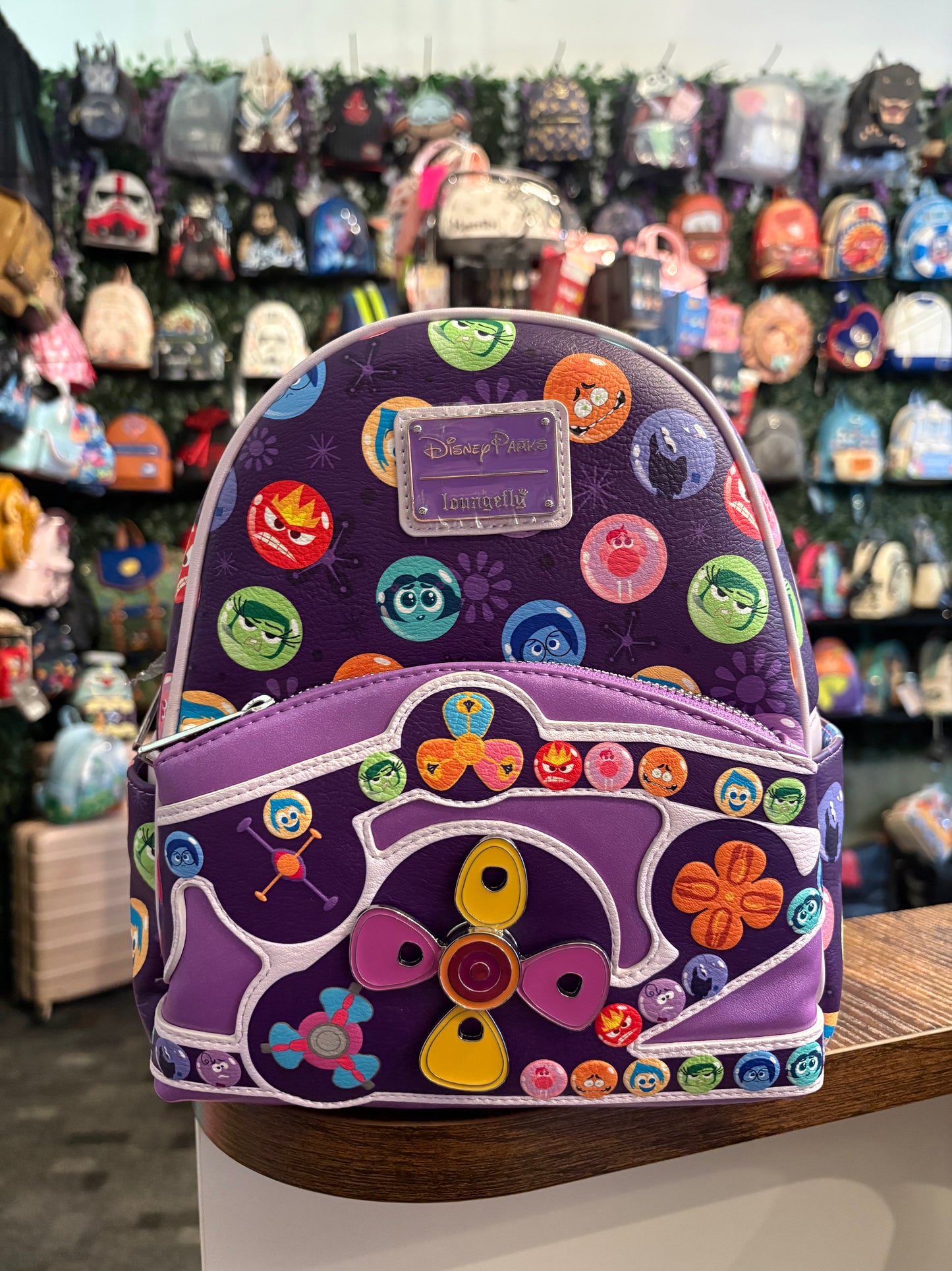 Loungefly Disney Parks Pixar Inside Out 2 Core Memories Spinning Wheel mini backpack