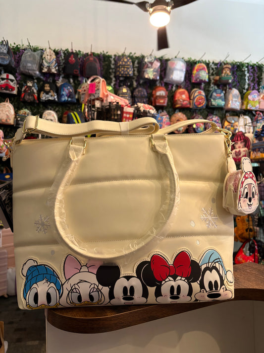 Loungefly Mickey and Friends Puff Quilted Tote with Coin Purses