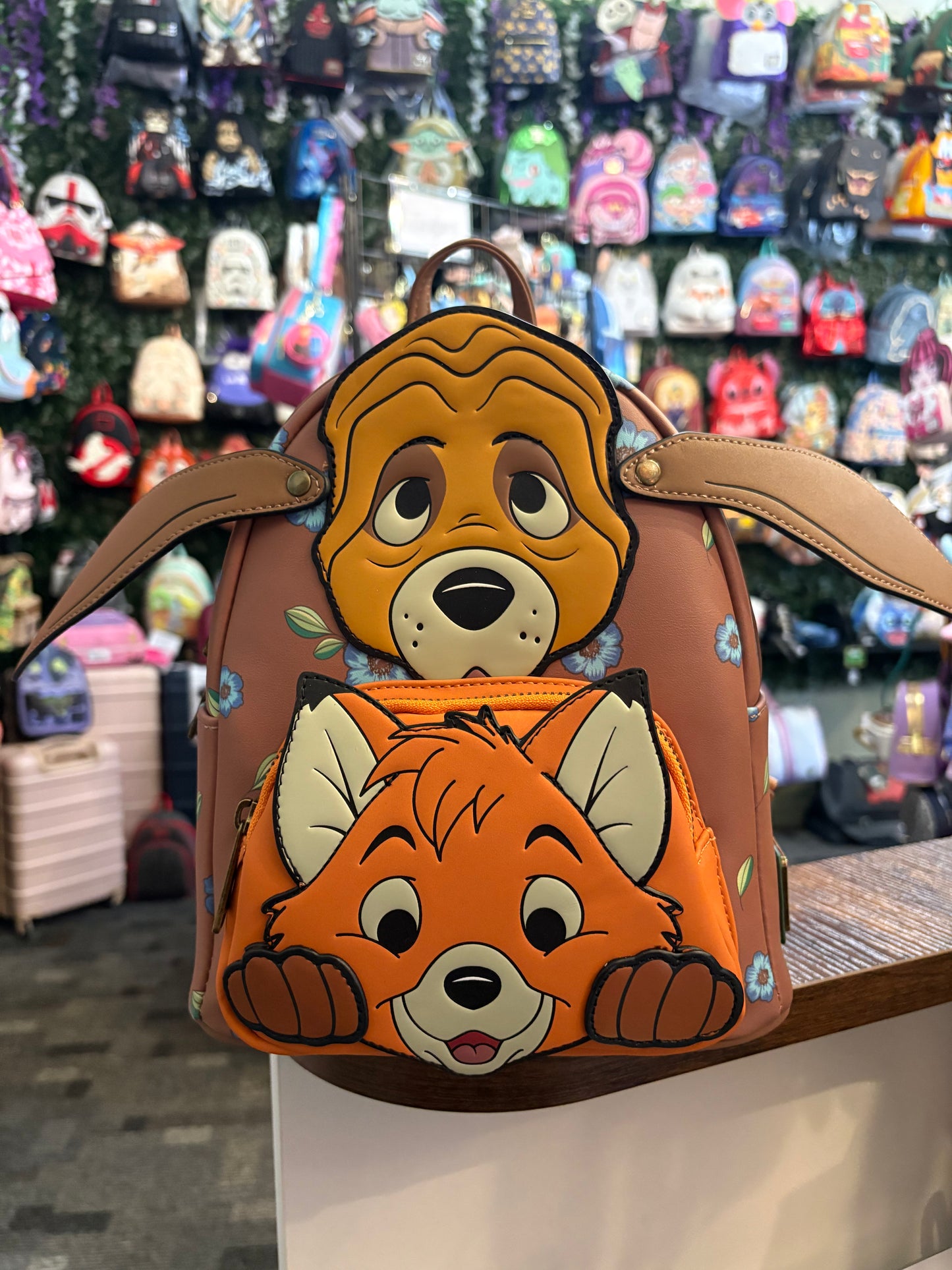 Loungefly Disney The Fox and The Hound Cosplay mini backpack Moveable ears