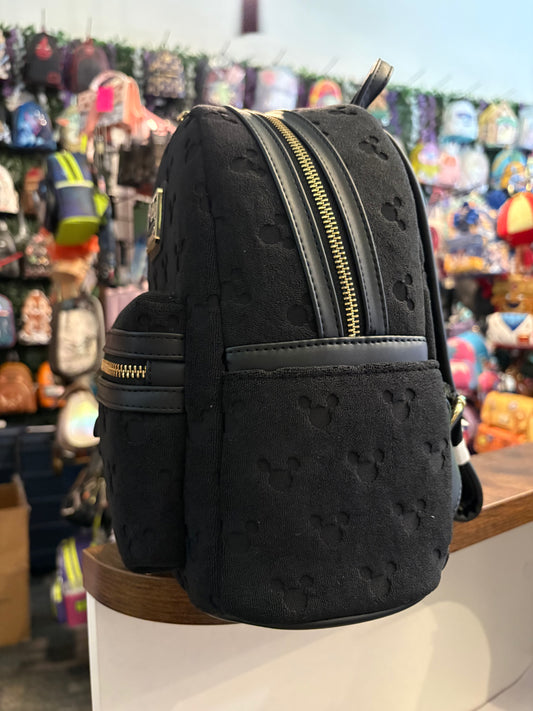 Loungefly Mickey Mouse Heads Terry Minimal repeat mini backpack Black