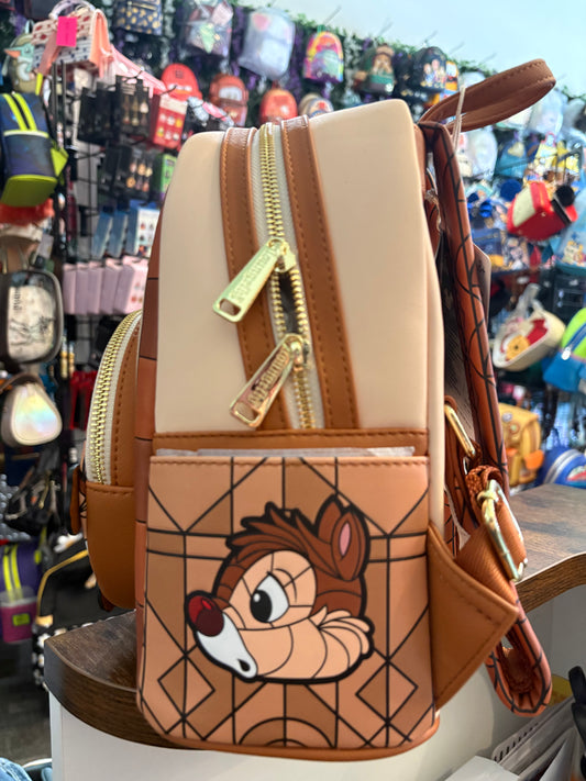 Loungefly Chip and Dale Peeking Stained Glass mini Backpack