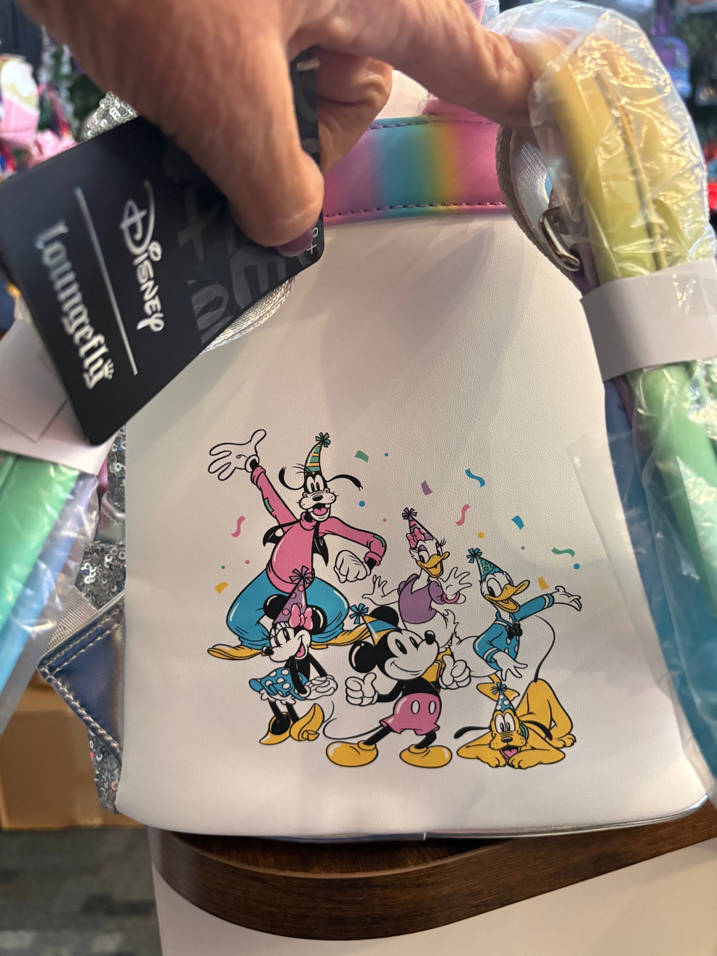 Loungefly Disney Mickey and Friends Birthday celebration Sliver Sequin