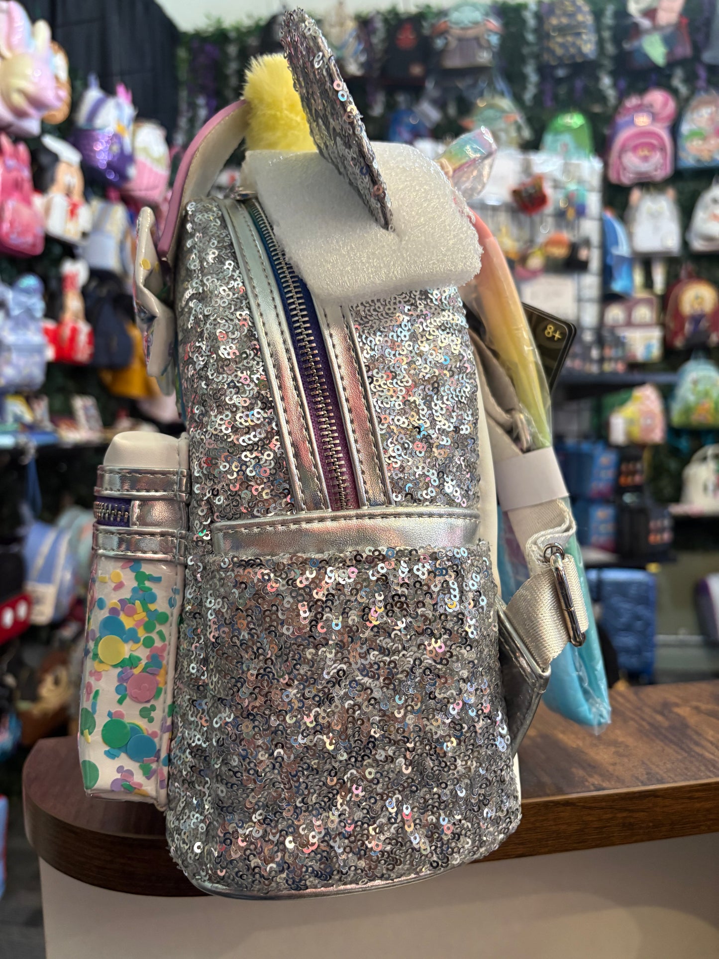 Loungefly Disney Mickey and Friends Birthday celebration Sliver Sequin