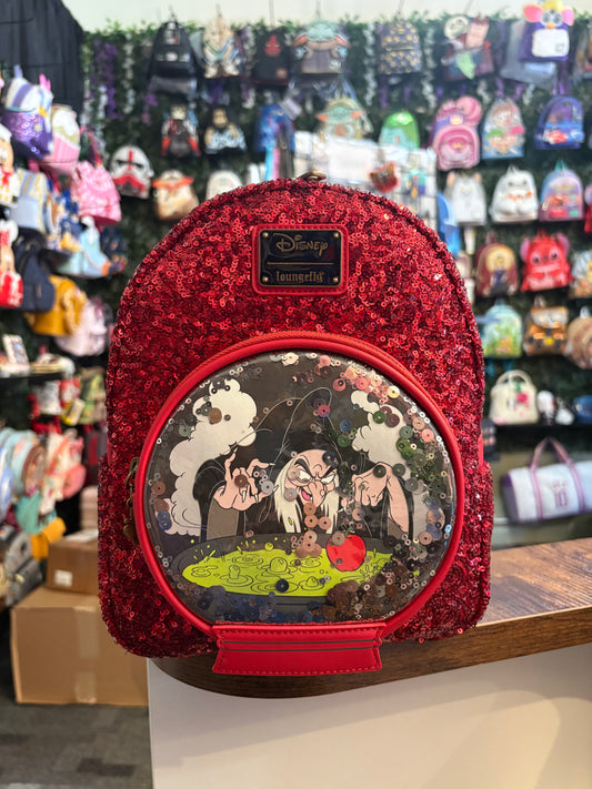 Loungefly Disney Snow White Evil Queen Snow Globe Red Sequin