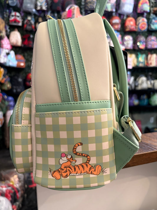 Loungefly Disney Winnie the Pooh Green Gingham Floral mini Backpack