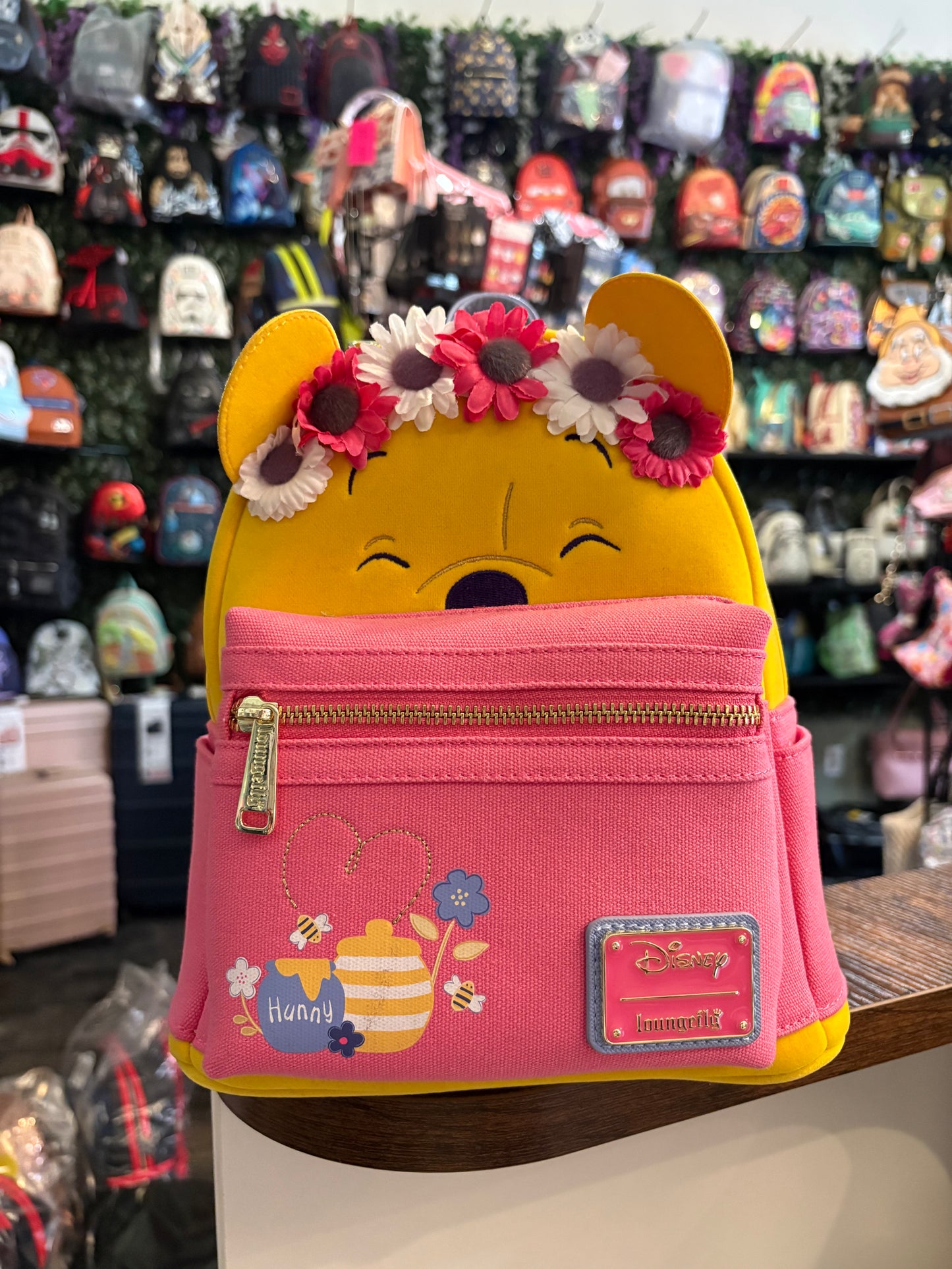 Loungefly Winnie the Pooh Pink Floral Crown mini Backpack