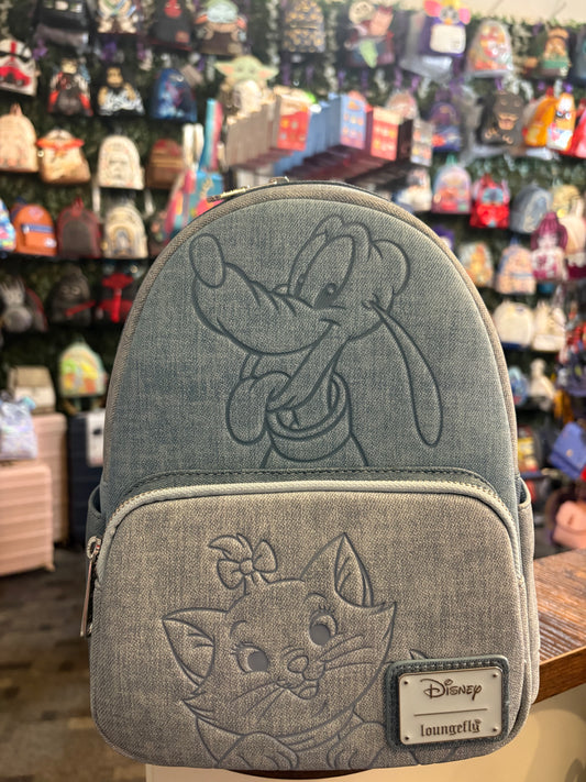 Loungefly Disney Dogs and Cats Faux Denim Mini Backpack