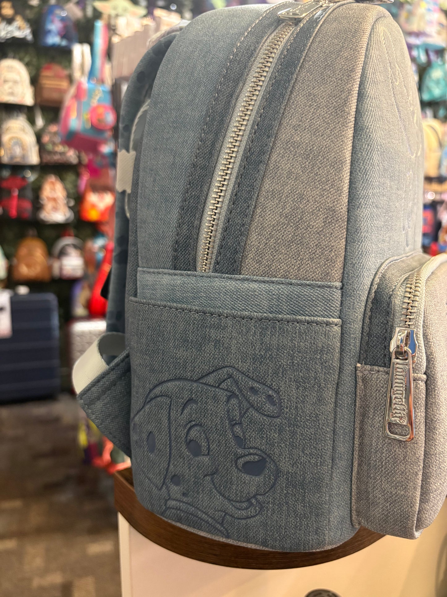 Loungefly Disney Dogs and Cats Faux Denim Mini Backpack