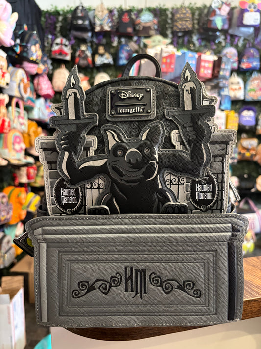 Loungefly Disney Haunted Mansion Gargoyle Wallpaper mini backpack Glows in the darks and lights up