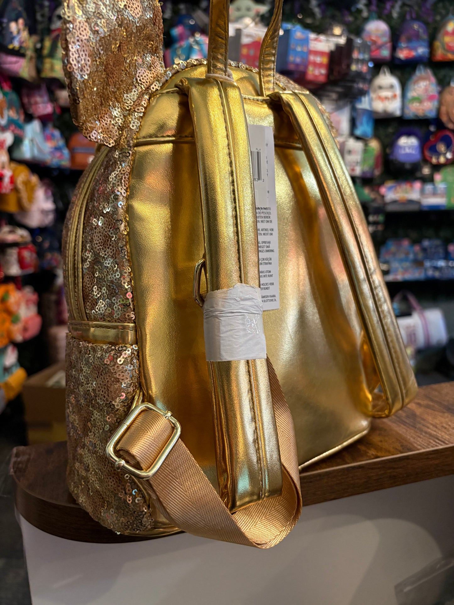 Loungefly Disney Parks Minnie Gold Sequin mini Backpack
