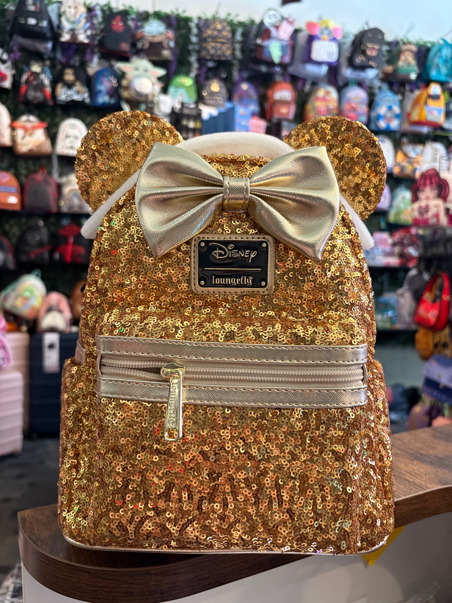 Loungefly Minnie Mouse Gold Sequin mini backpack