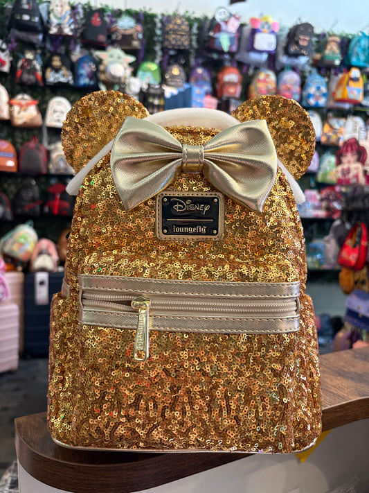 Loungefly Minnie Mouse Gold Sequin mini backpack