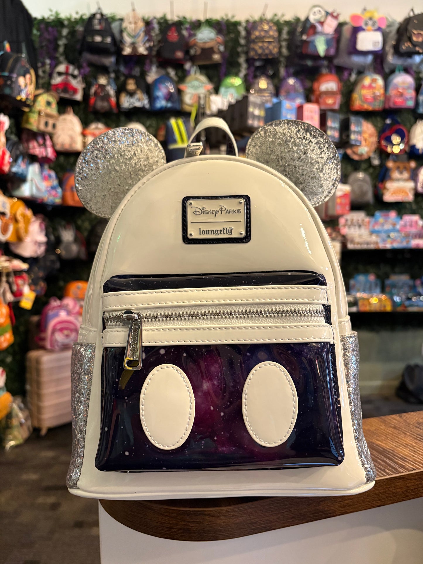 Loungefly Disney Parks Space Mountain Attraction Inspired Glittery Mickey Mouse Mini Backpack
