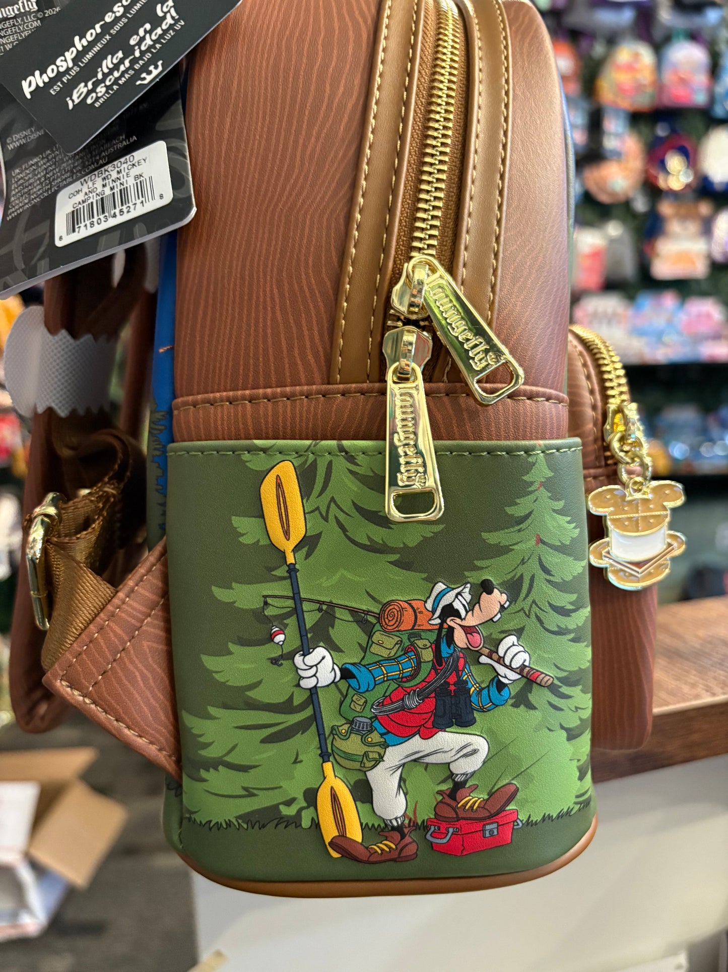 Loungefly Circle of Hope Disney Mickey and Minnie Camping Glow in the Dark Mini Backpack