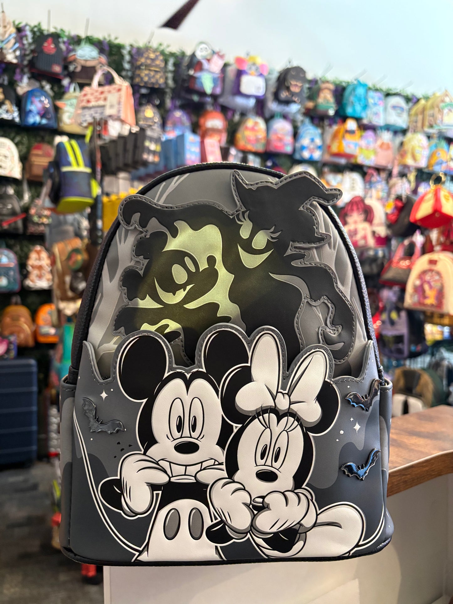 Loungefly Disney Mickey and Minnie Ghost Light up Glow in the dark Mini Backpack