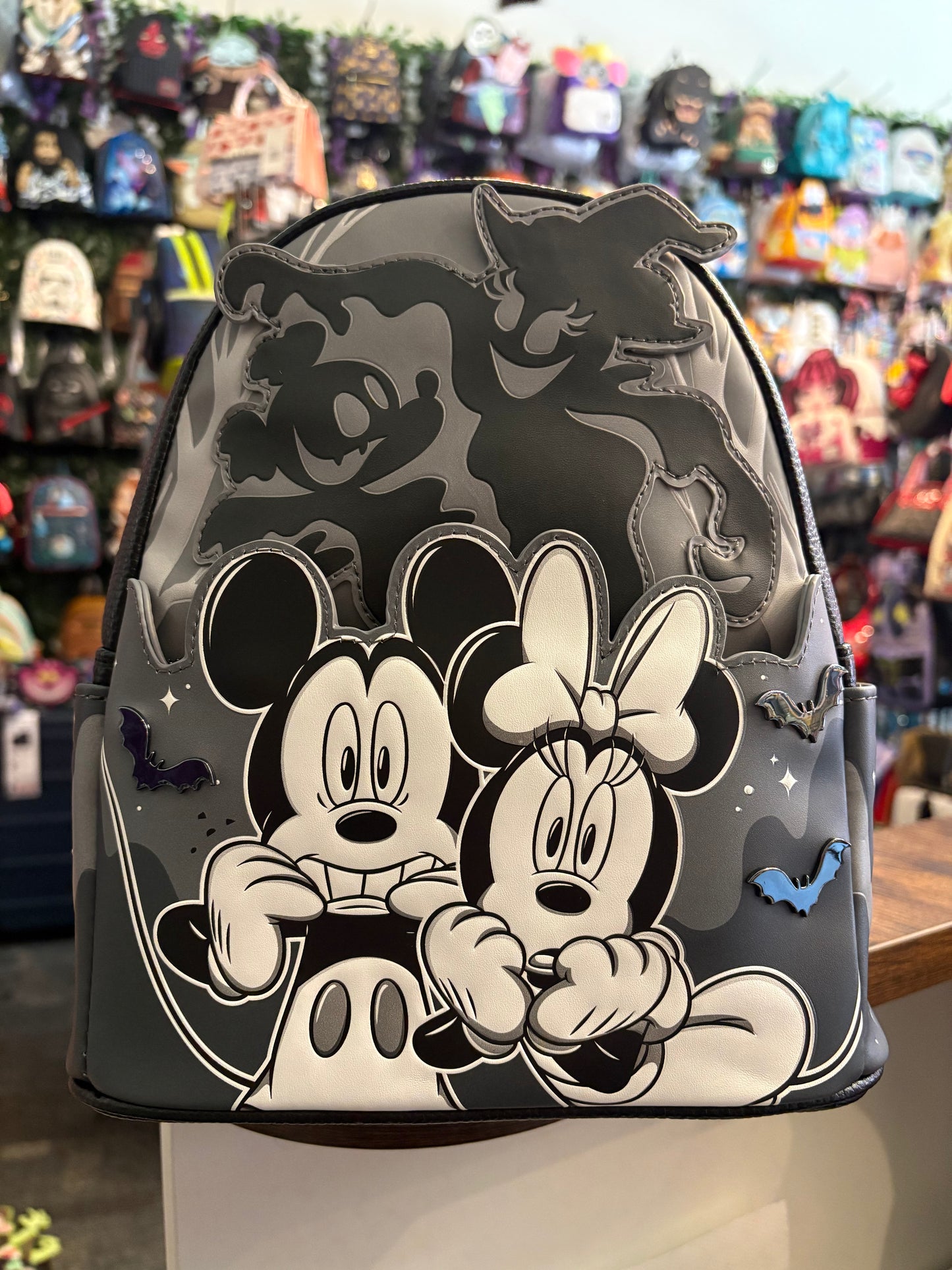 Loungefly Disney Mickey and Minnie Ghost Light up Glow in the dark Mini Backpack