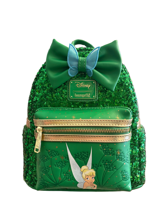 Loungefly Disney Peter Pan Tinkerbell Emerald Green Sequin mini Backpack