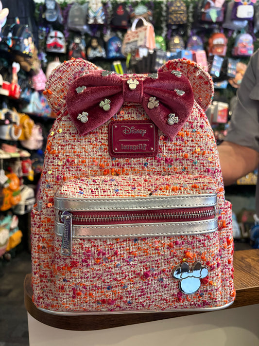 Loungefly Raspberry Minnie Boucle Mini Backpack