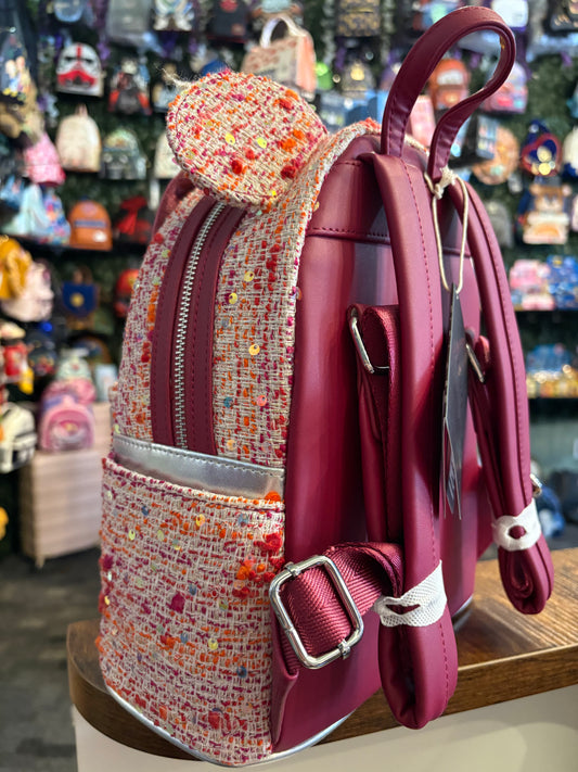 Loungefly Raspberry Minnie Boucle Mini Backpack