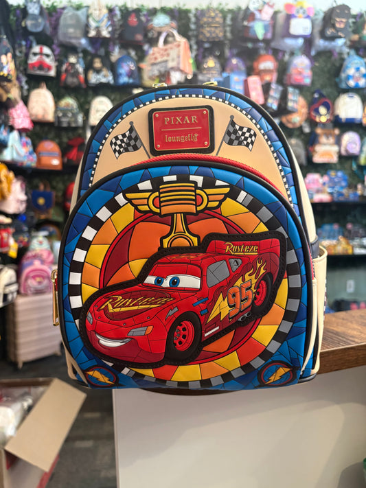 Loungefly Pixar Cars Lightning McQueen Stained glass Mini Backpack