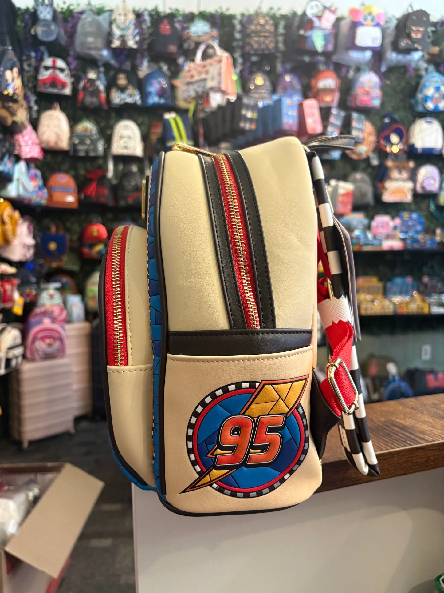 Loungefly Pixar Cars Lightning McQueen Stained glass Mini Backpack