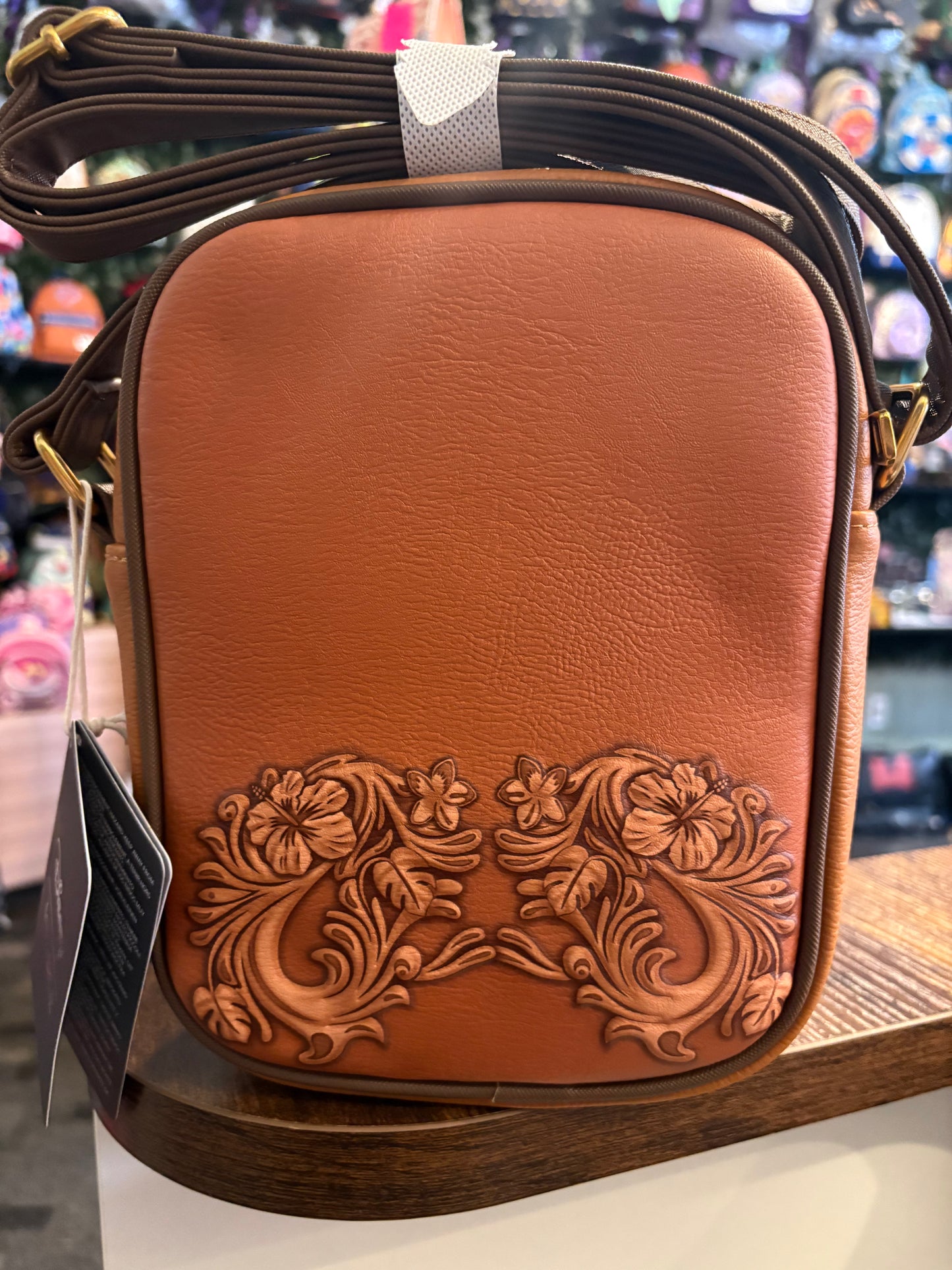 Loungefly Stitch Tooled Brown Flight Bag