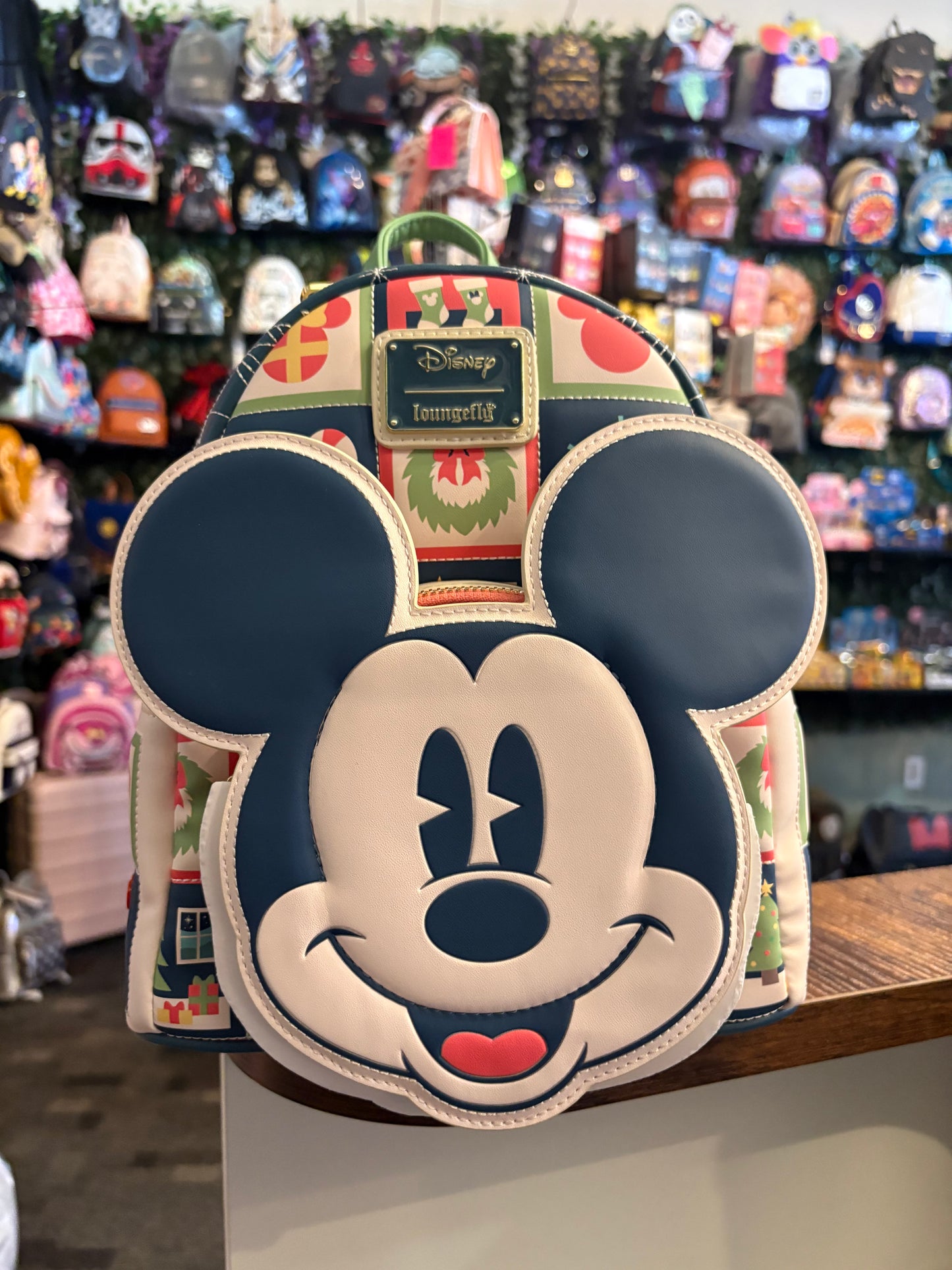 Loungefly Disney Mickey and Minnie Holiday mini Backpack