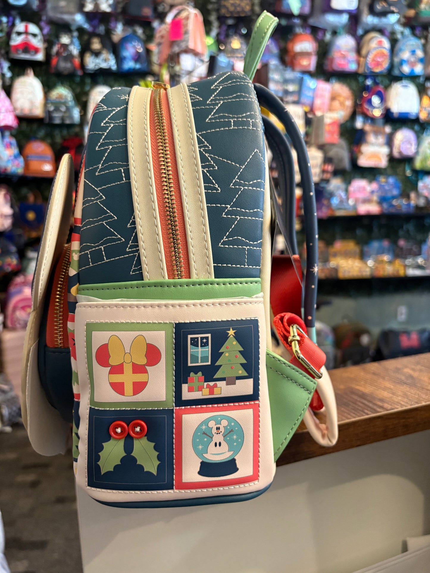 Loungefly Disney Mickey and Minnie Holiday mini Backpack