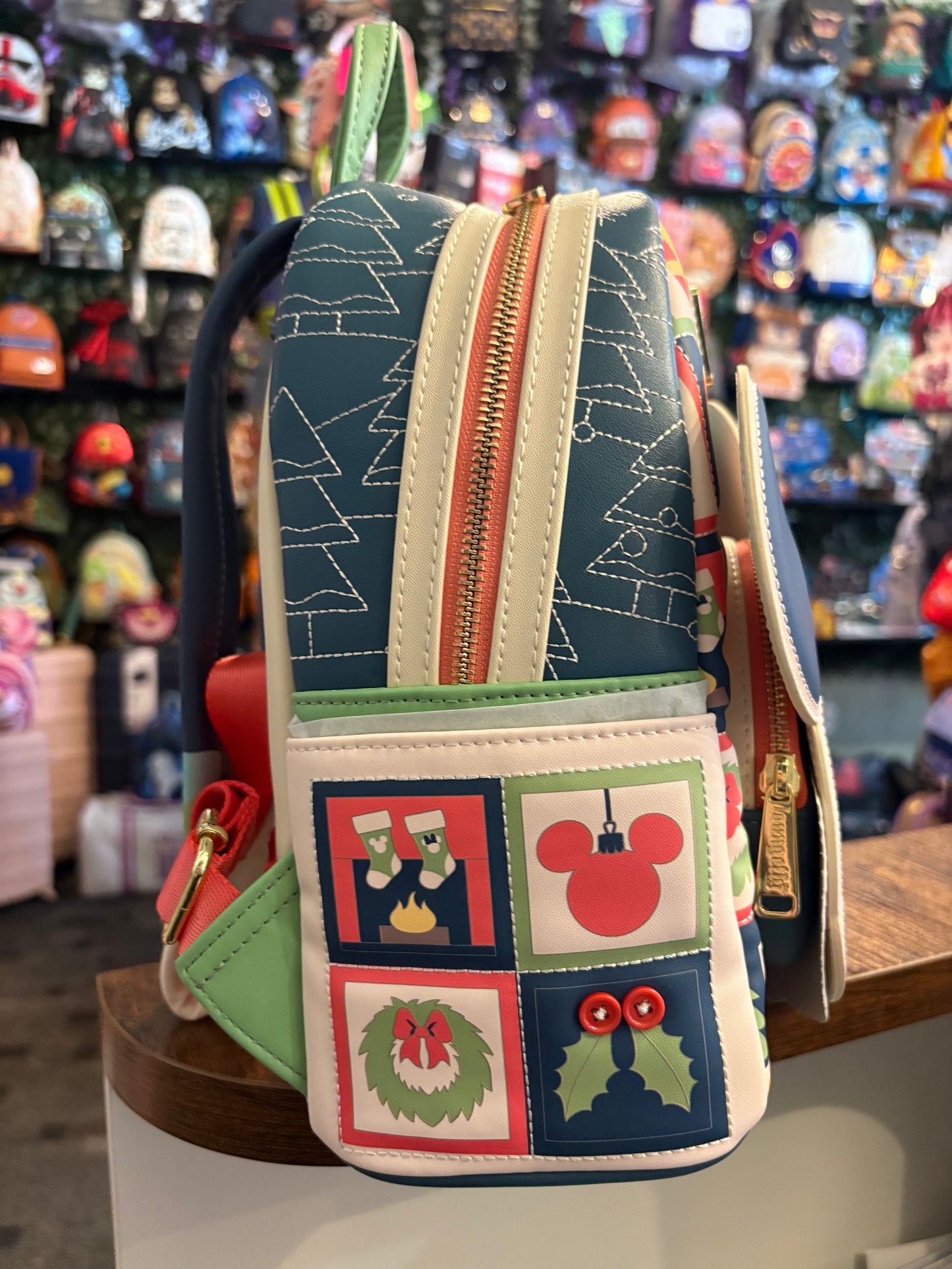 Loungefly Disney Mickey and Minnie Holiday mini Backpack