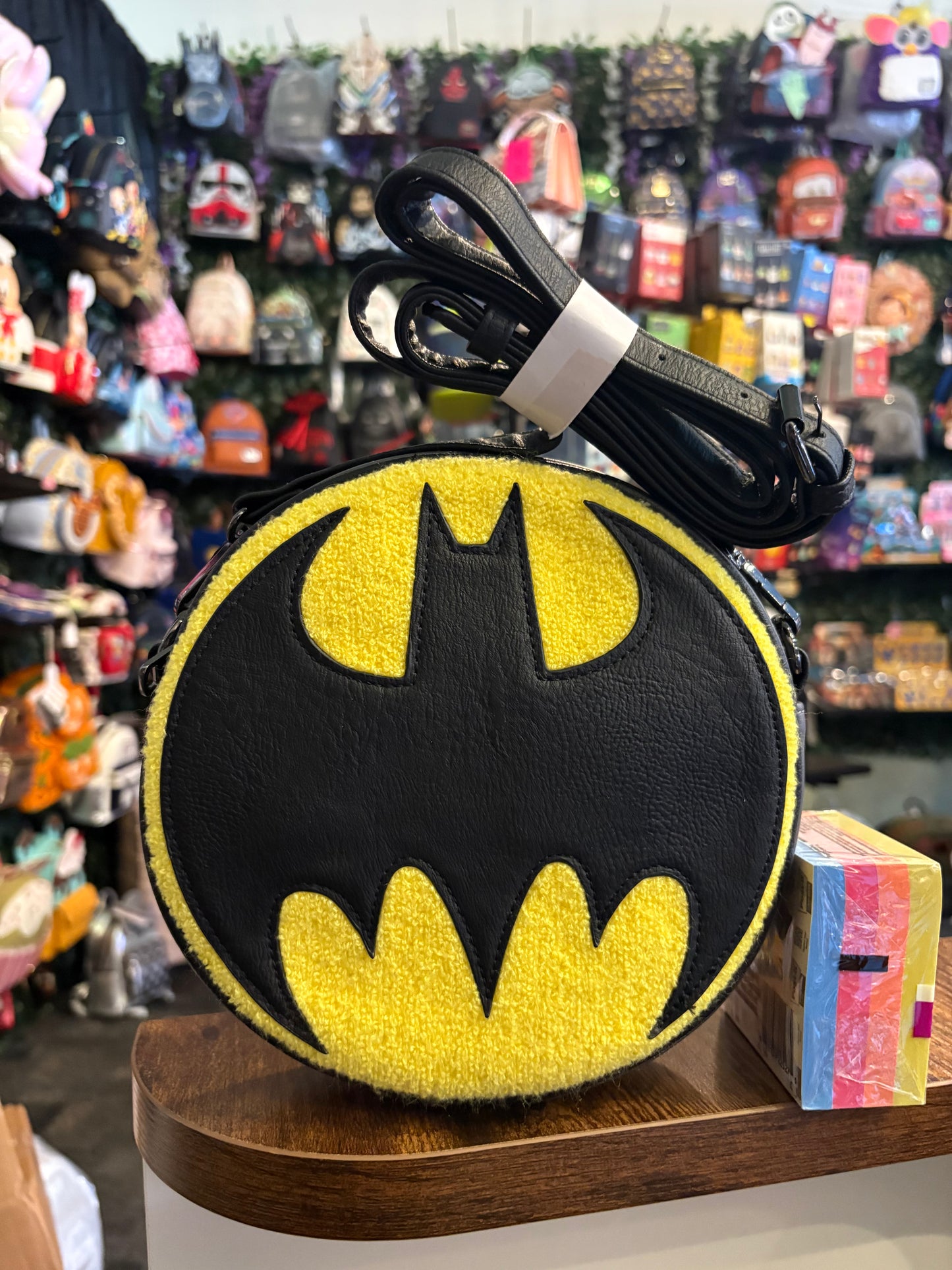 Loungeflys DC Comics Batman Chenille Canteen Crossbody bag