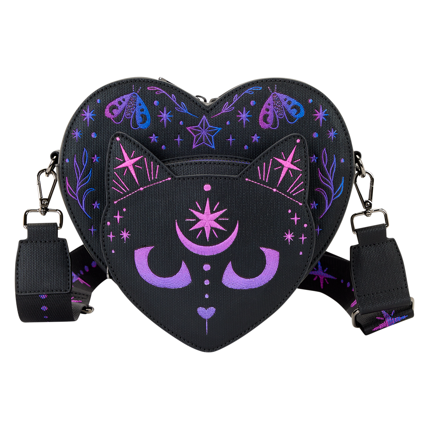 Loungefly Neon Cat Figural Heart Crossbody Bag
