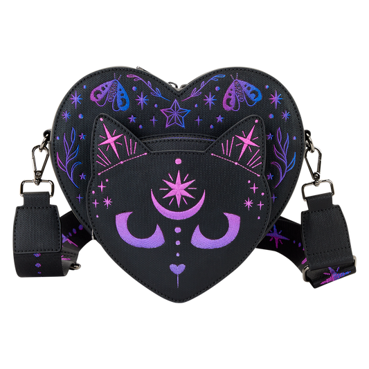 Loungefly Neon Cat Figural Heart Crossbody Bag