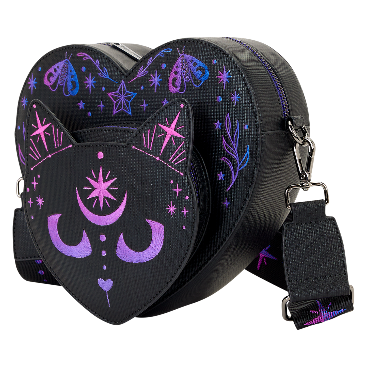 Loungefly Neon Cat Figural Heart Crossbody Bag