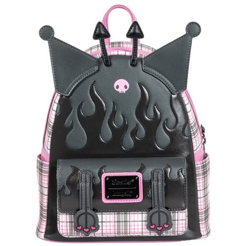 Loungefly Sanrio Kuromi Flames and Plaid Mini-Backpack