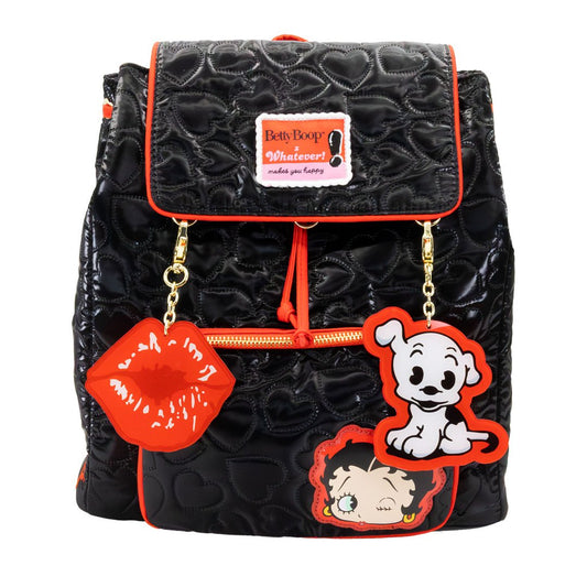 Betty Boop Quilted Heart Trinket Backpack with Acrylic Charms