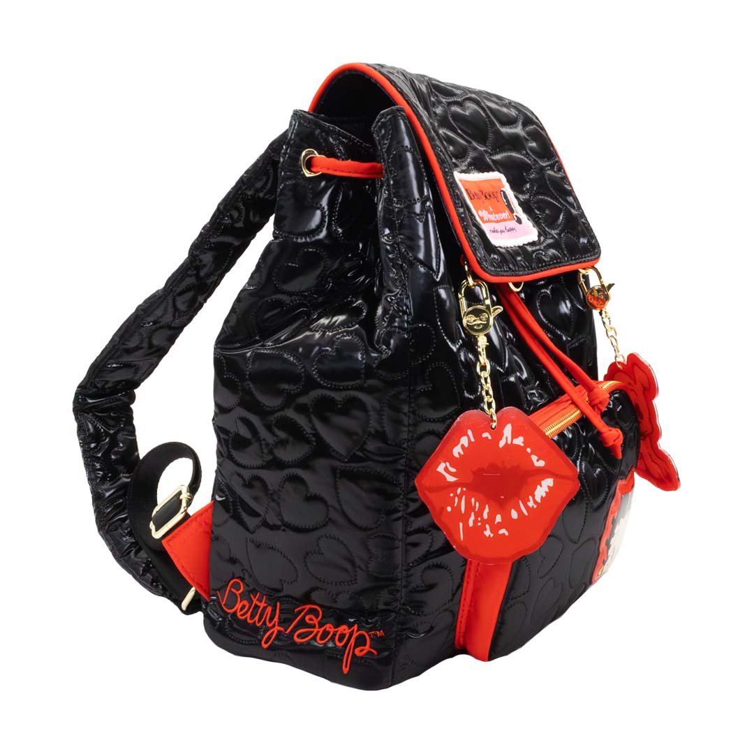 Betty Boop Quilted Heart Trinket Backpack with Acrylic Charms