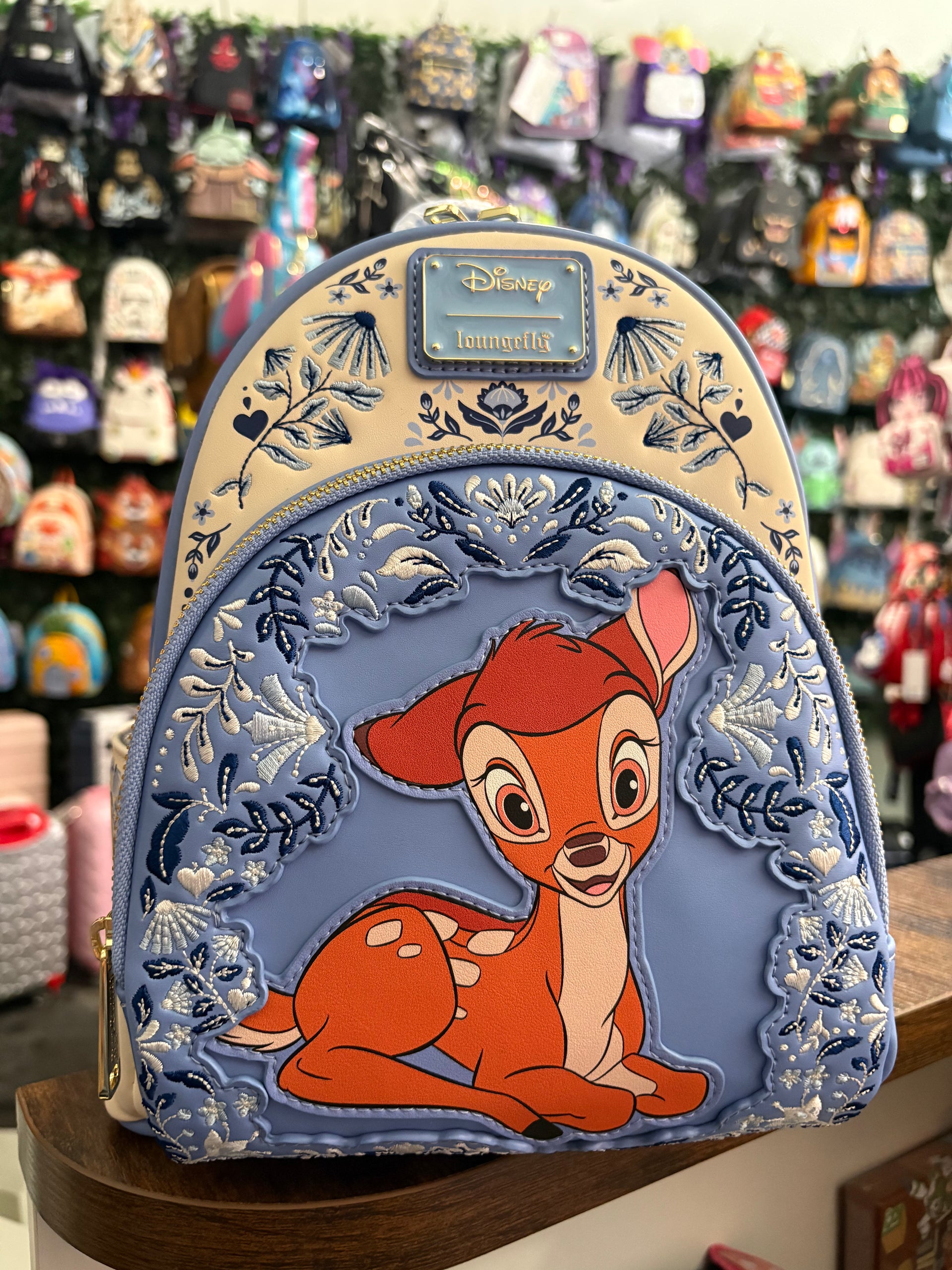 Loungefly Bambi Blue white floral mini backpack – Whimsy Pop