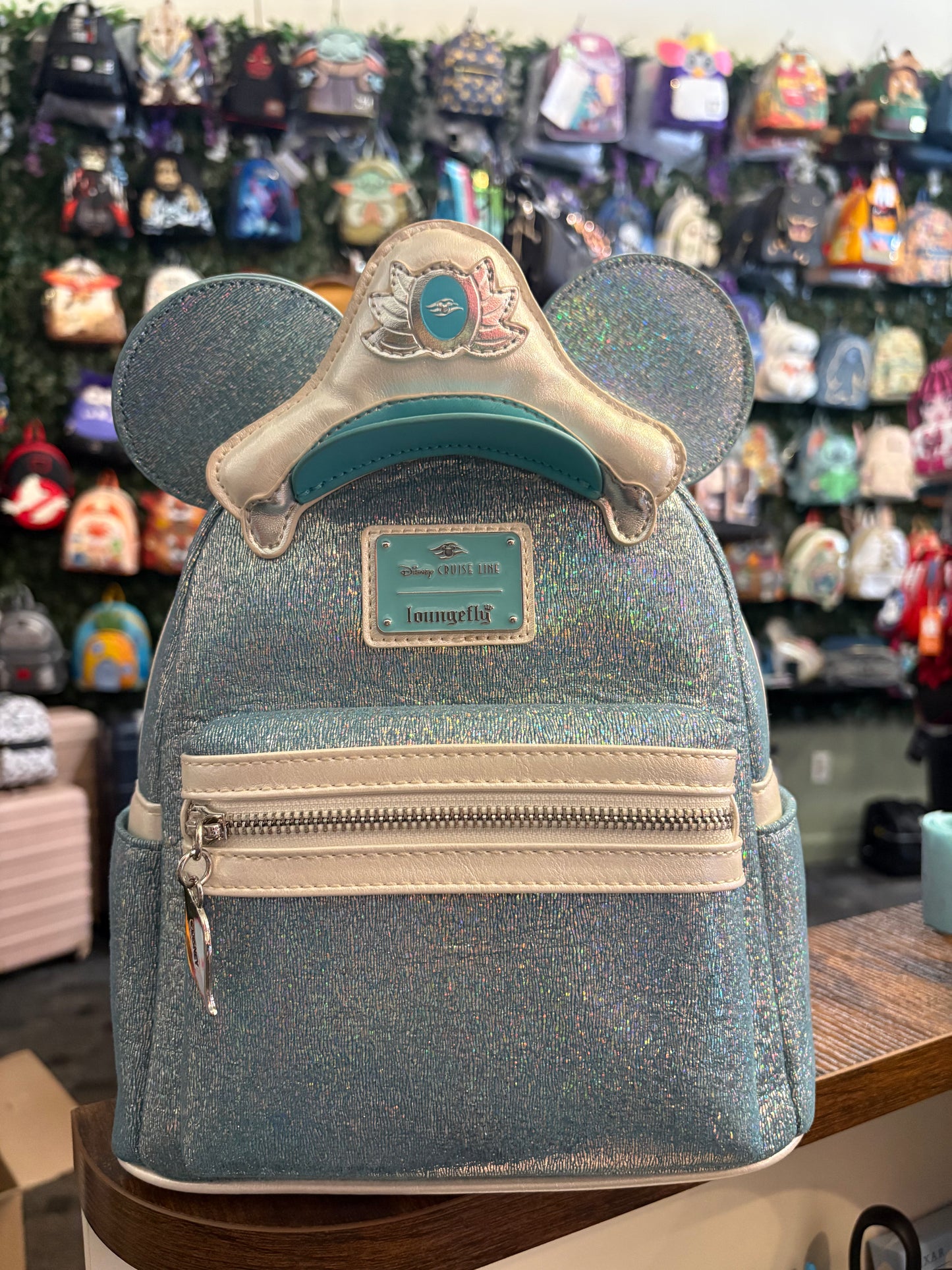 LoungeFly Disney Cruise Line 25th anniversary shimmering seas mini backpack