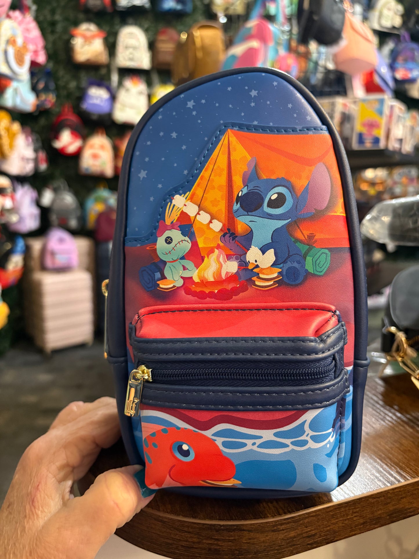Loungefly Soft tag Stitch camping cuties Pencil bag