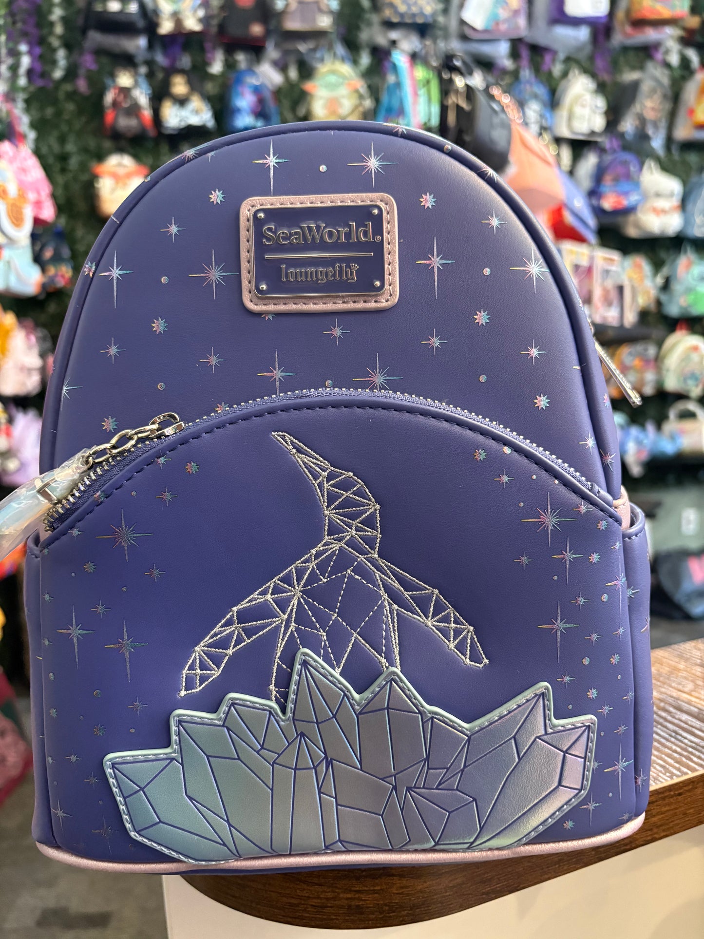 Loungefly SeaWorld Penguin and Stars mini backpack