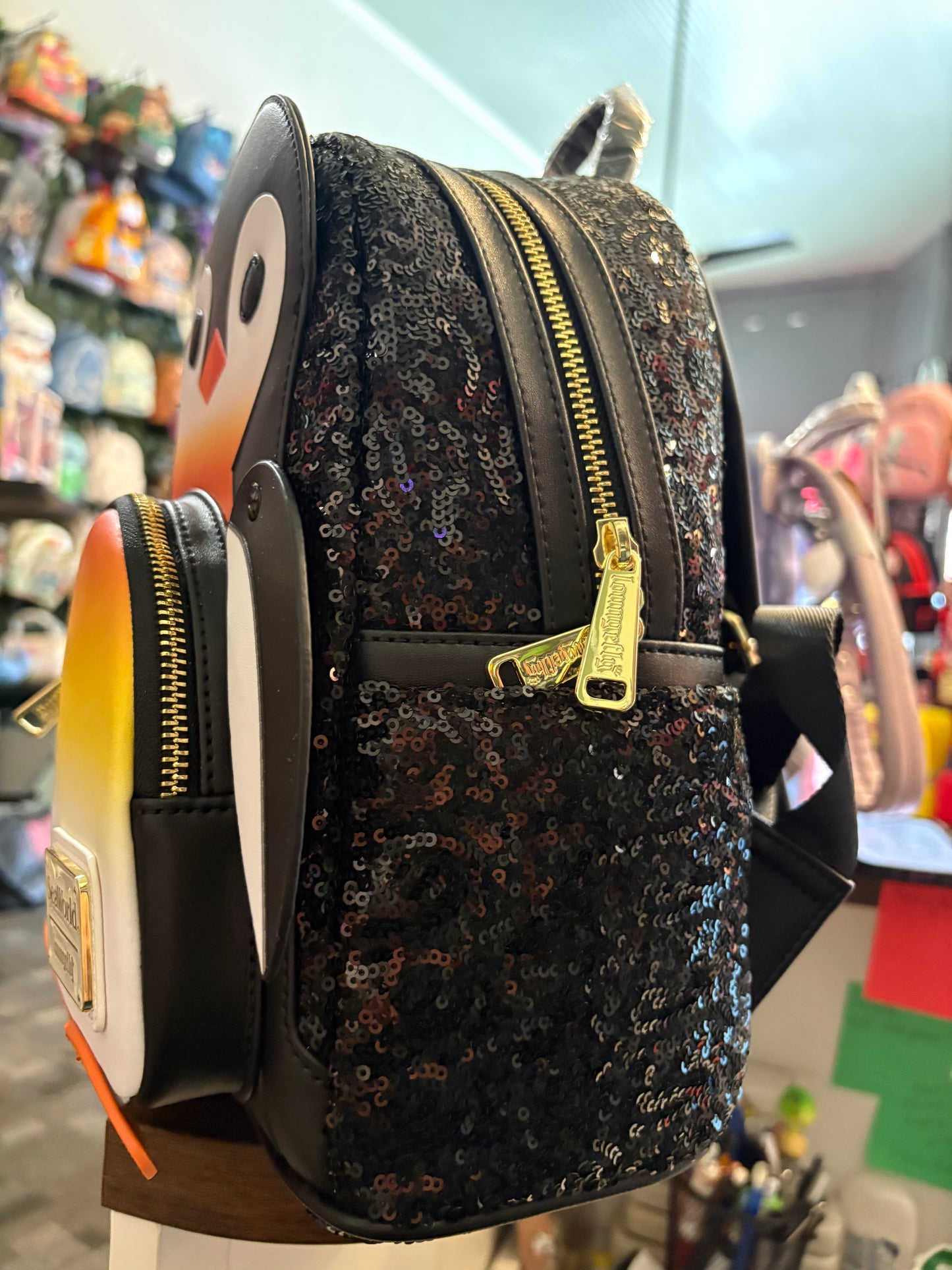 Loungefly SeaWorld Penguin Sequin mini backpack