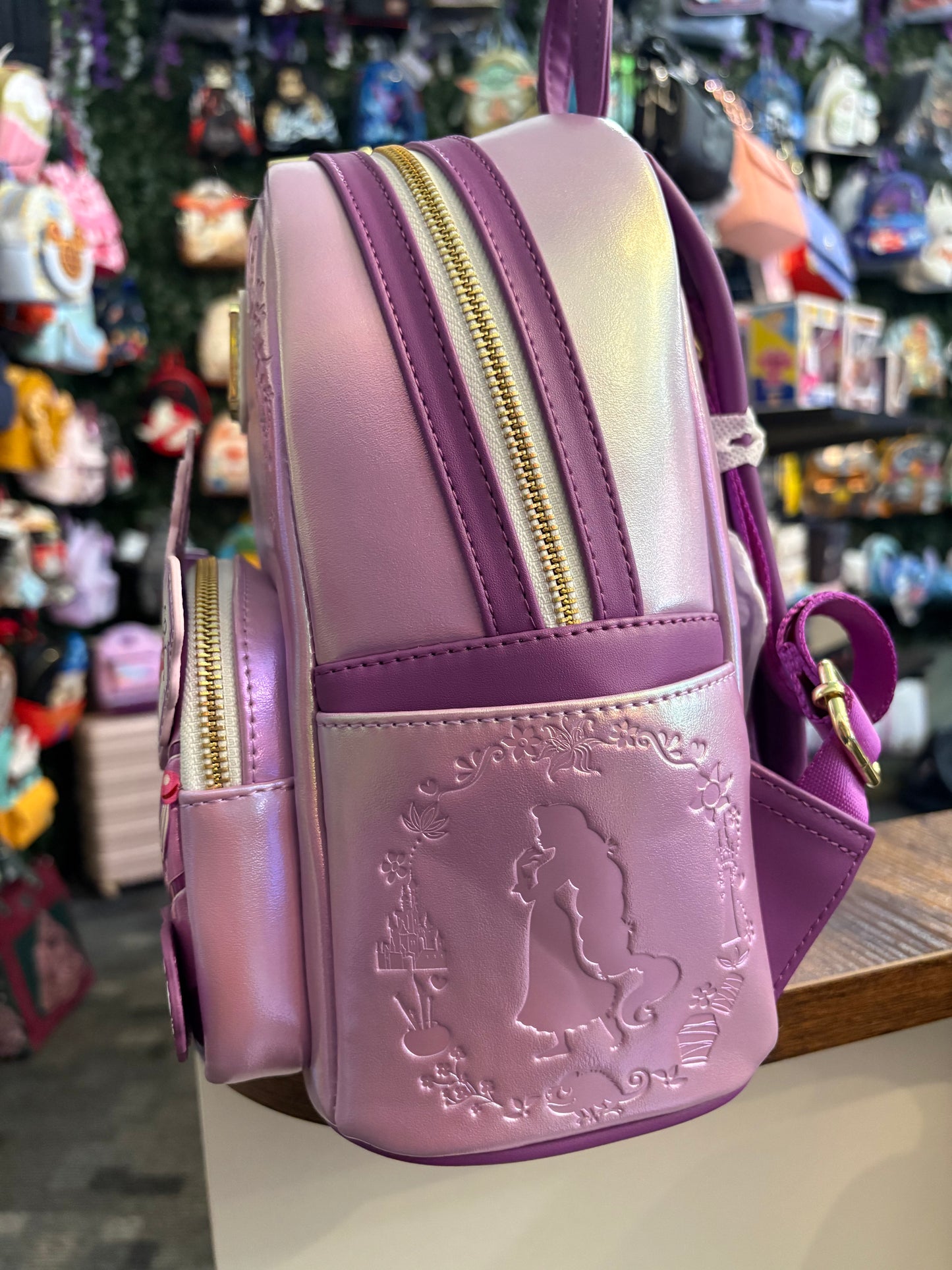 Loungefly Tangled Birthday cake Mini Backpack Iridscent purple