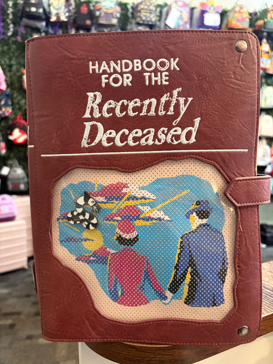 Loungefly Beetlejuice handbook foe the recently deceased mini backpack