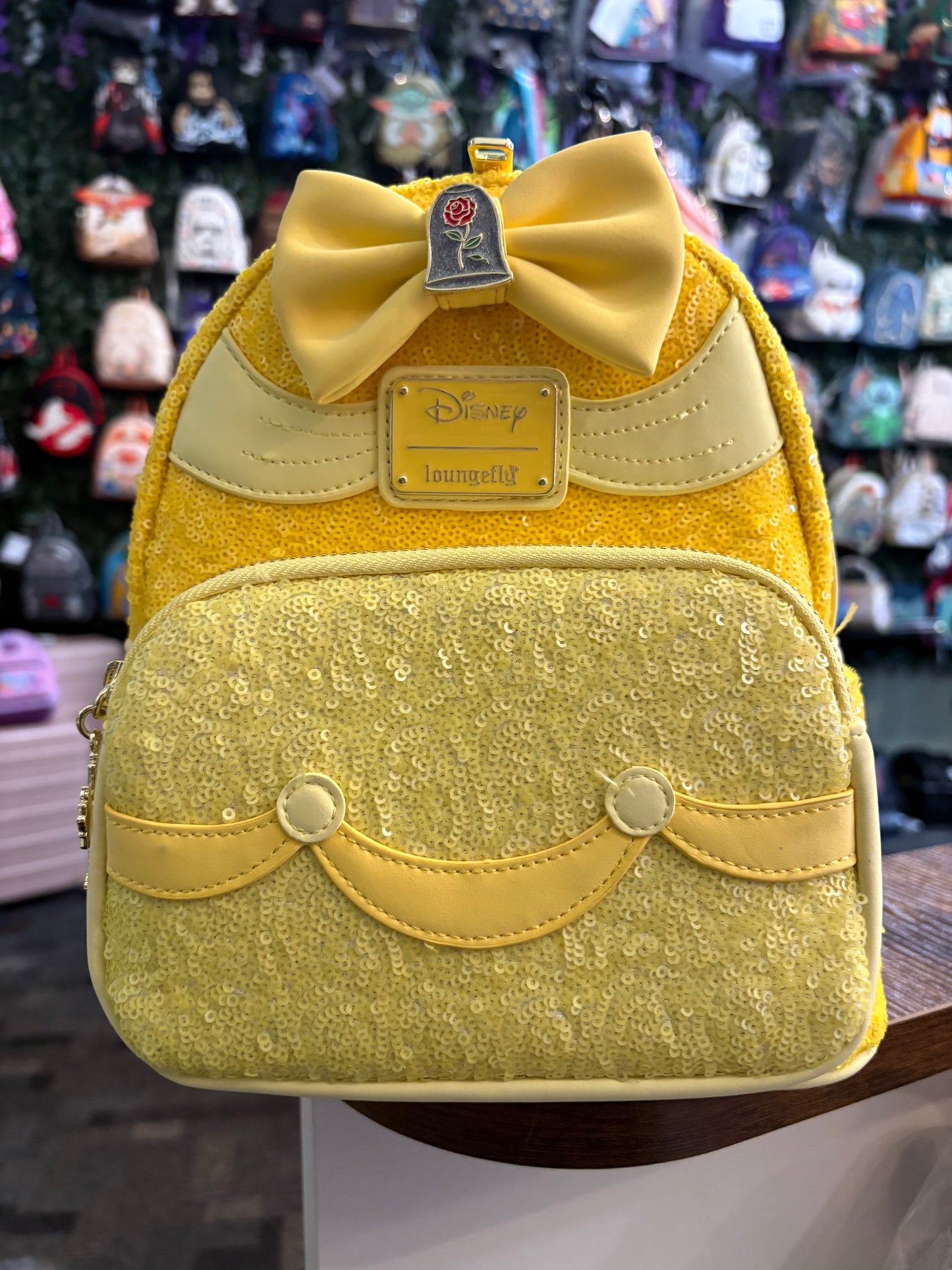 Loungefly Disney Beauty and the Beast Sequin Yellow mini backpack