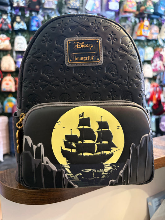 Loungefly Disney Pirates of the Caribbean pirate ship mini backpack glows in the dark