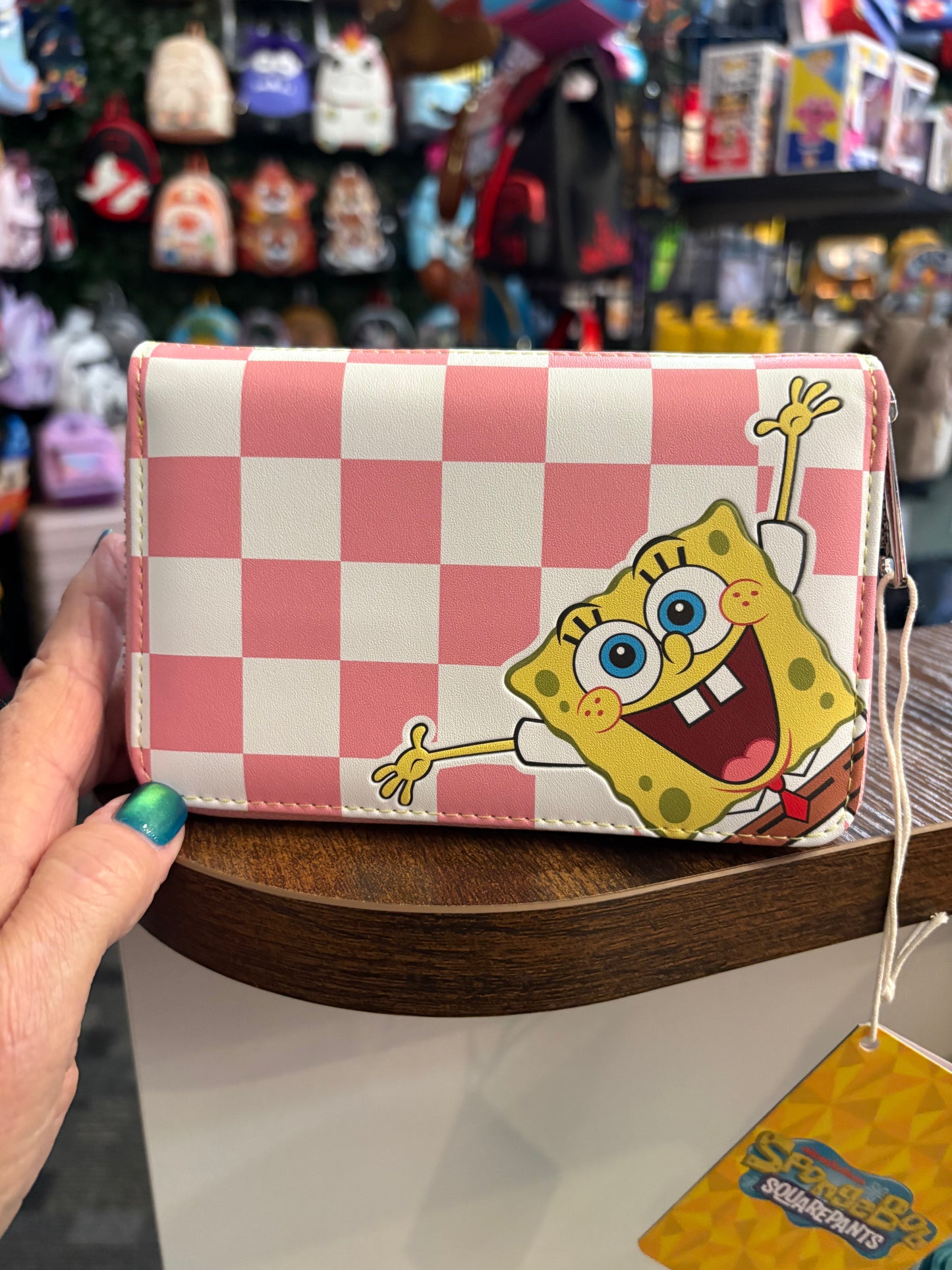 Loungefly NIC Spongebob and Patrick checkered collection zip around wallet