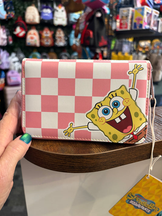 Loungefly NIC Spongebob and Patrick checkered collection zip around wallet